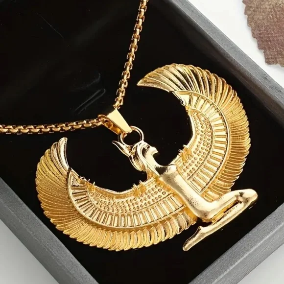 Egyptian Goddess with Wings, Pendant Necklace for Men and Women, Fairy Phoenix - Picture 5 of 7